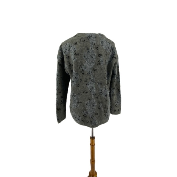 All Saints Grey Black Khaki Patterned V-Neck Wool Blend Cardigan - Picture 5 of 12